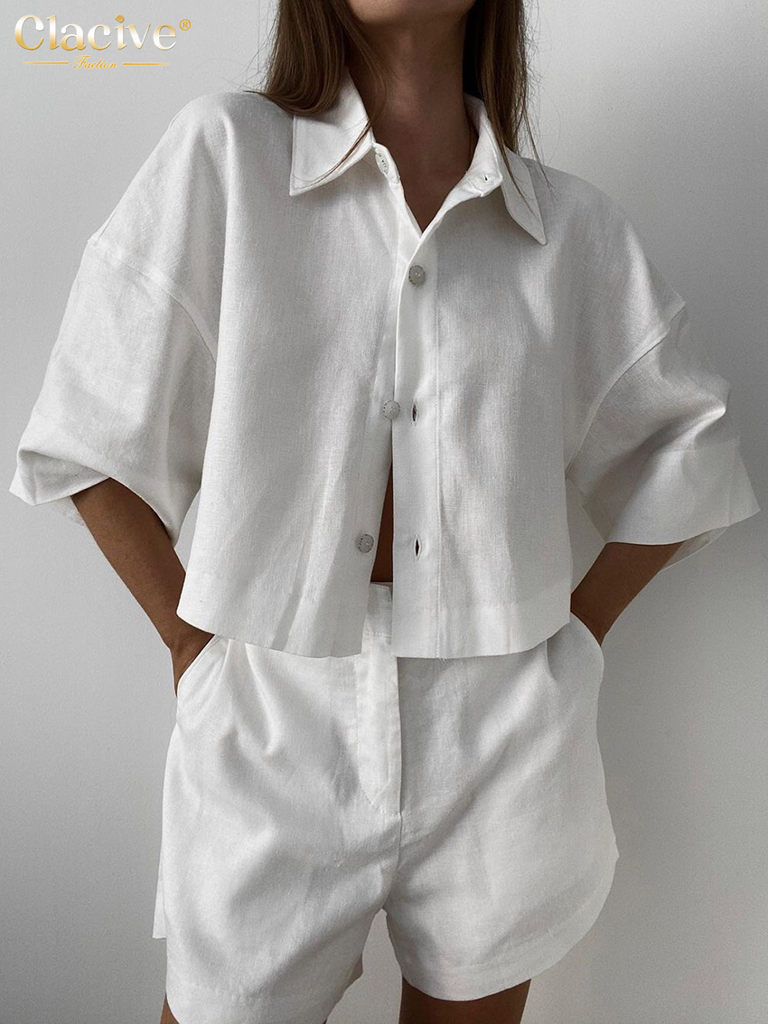 Clacive Summer Slim White Line - огляд і ціна Linen Shirt Breathable