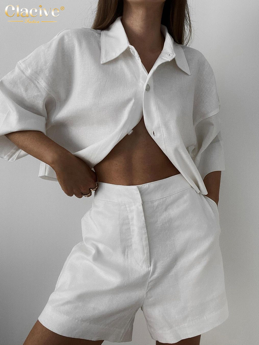 Clacive Summer Slim White Line - огляд і ціна Linen Shirt Breathable