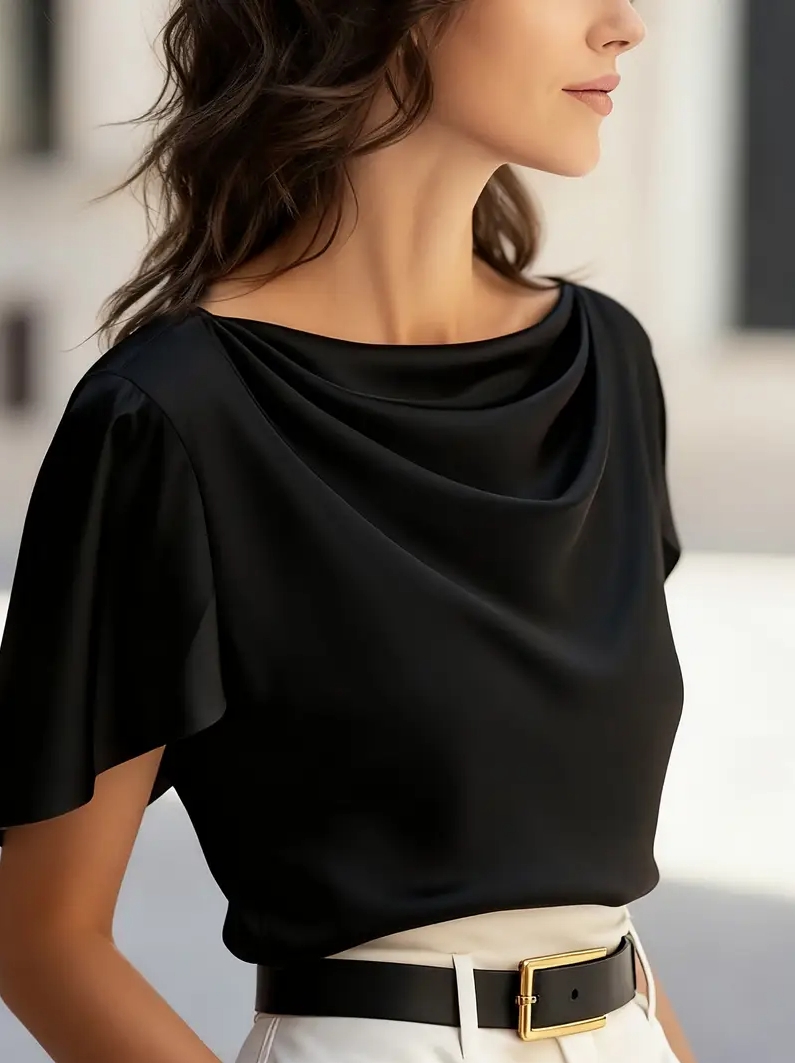 Elegant Draped Collar Butterfl - огляд і ціна Shirt Camp Collar