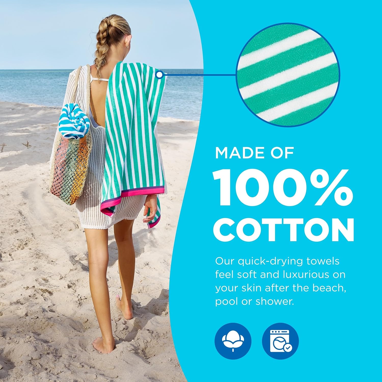 Colorful Racing Striped Beach  - огляд і ціна Beach Towel Large
