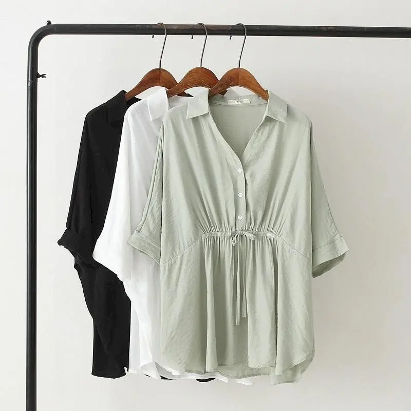 Korean Loose Blouses Women Fas - огляд і ціна Short Linen Drawstring
